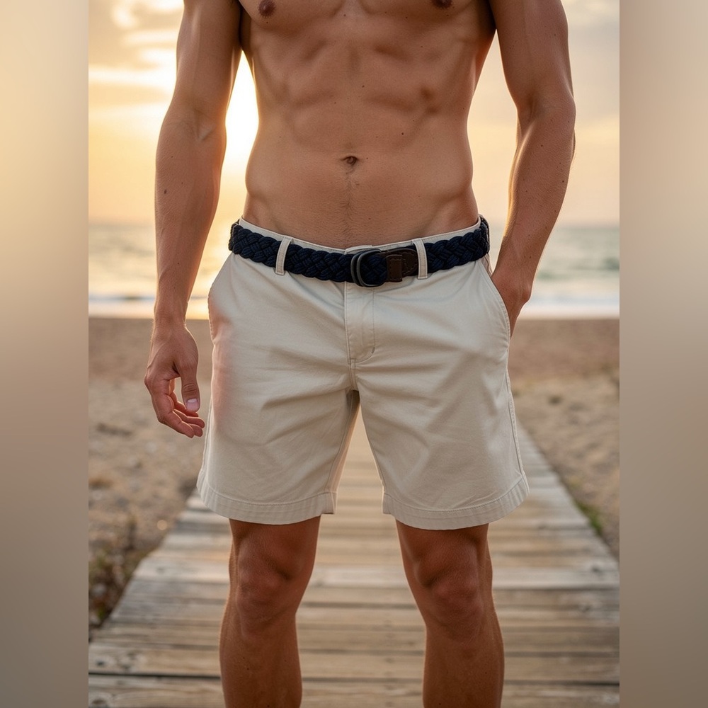 Abercrombie & Fitch Men's Tan Flat Front Shorts